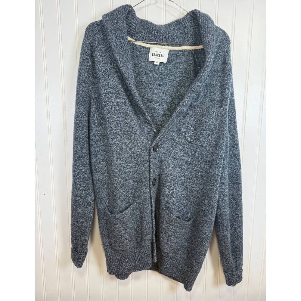 Barkers Mens Shawl Collar Cardigan Sweater Heathered Blue Size XL‎ Wool